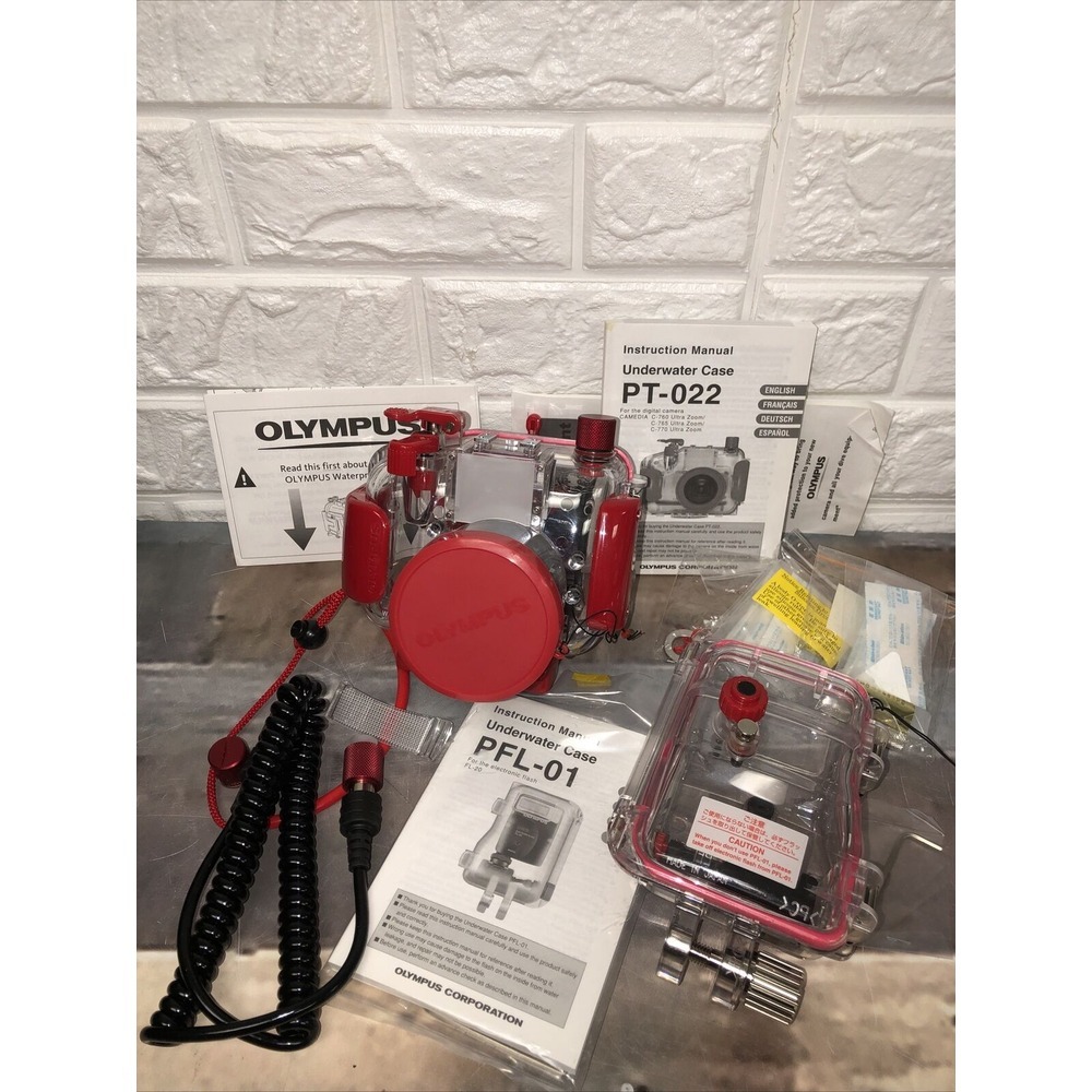 Olympus Tough Red PFL-01 & PT-022‎ Underwater Camera Cases Bundle Lot Of 2 *read